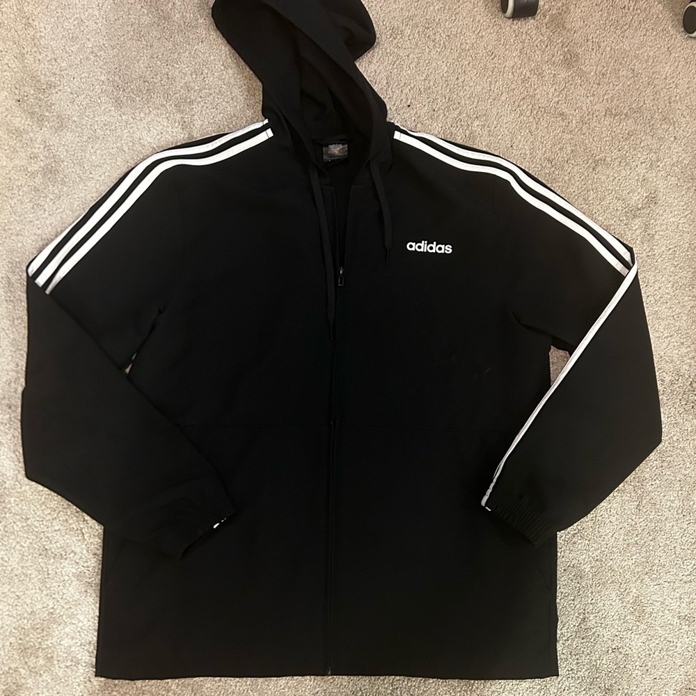 Large adidas hooded windbreaker.